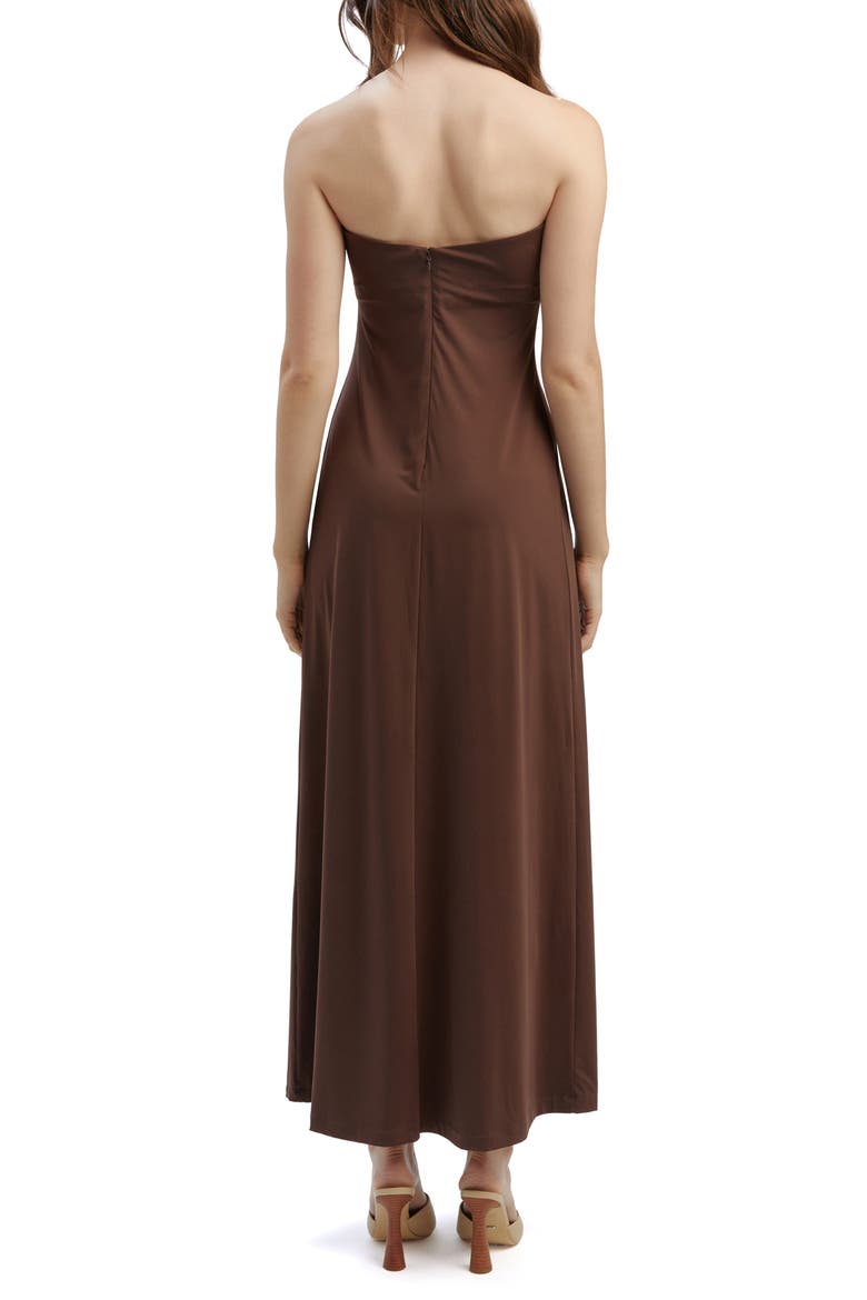 Carolena Strapless Midi Dress, Alternate, color, CHOCOLATE