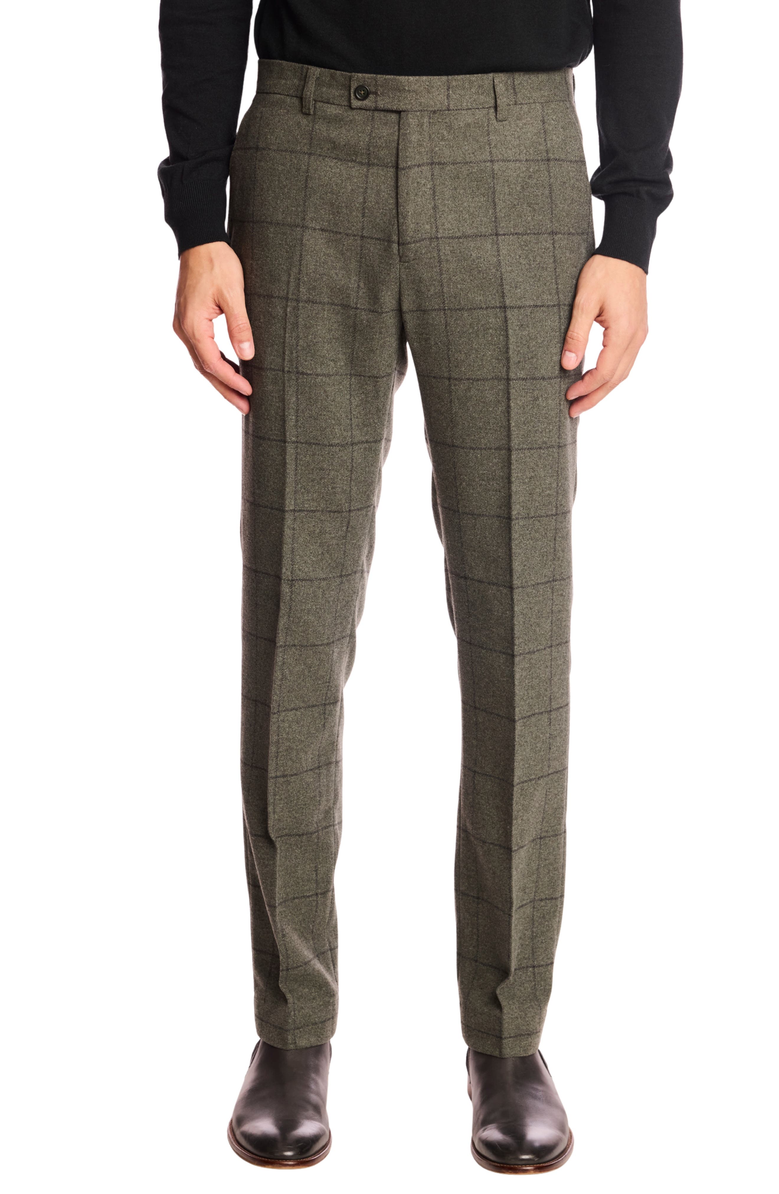 PAISLEY &amp; GRAY Downing Slim Fit Flat Front Windowpane Wool Blend Dress Pants