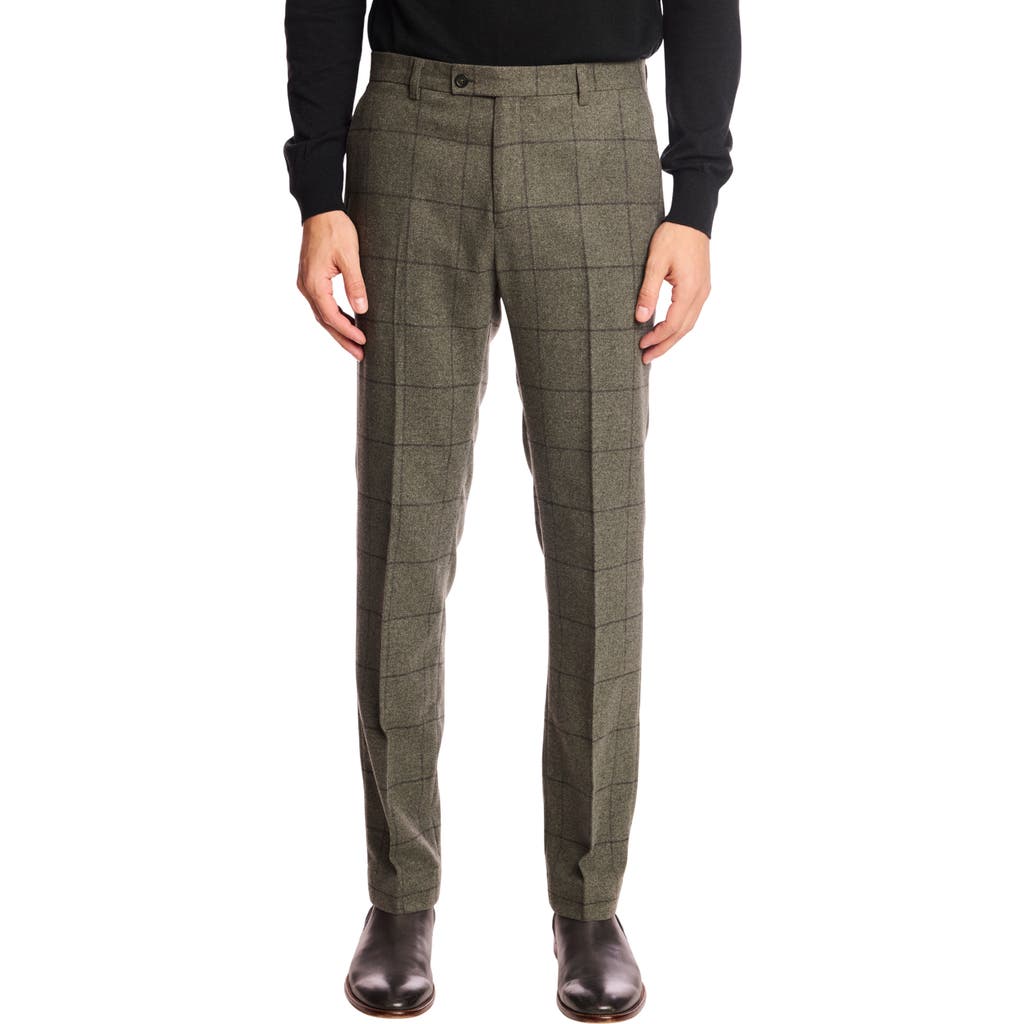 Paisley & Gray Downing Slim Fit Flat Front Windowpane Wool Blend Dress Pants