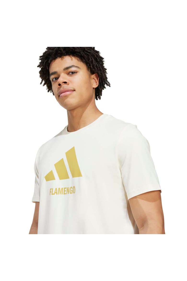 Men's adidas  Cream CR Flamengo Three-Stripes Wordmark T-Shirt, Alternate, color, Cream