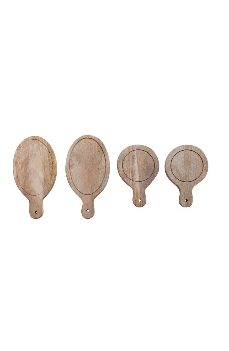 Storied Home Mini Wood Serving Boards with Handles, Set of 4, 2 Styles, Main, color, Natural