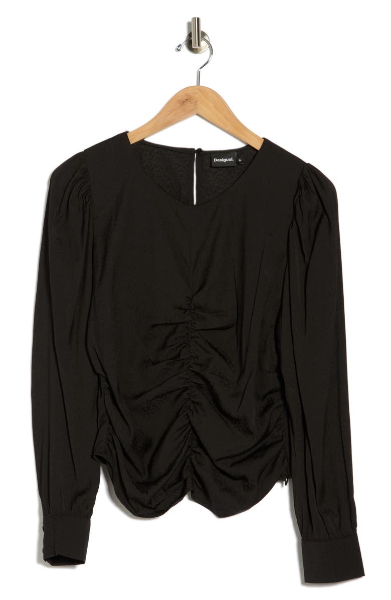 Desigual Long Sleeve Woven Top, Alternate, color, 