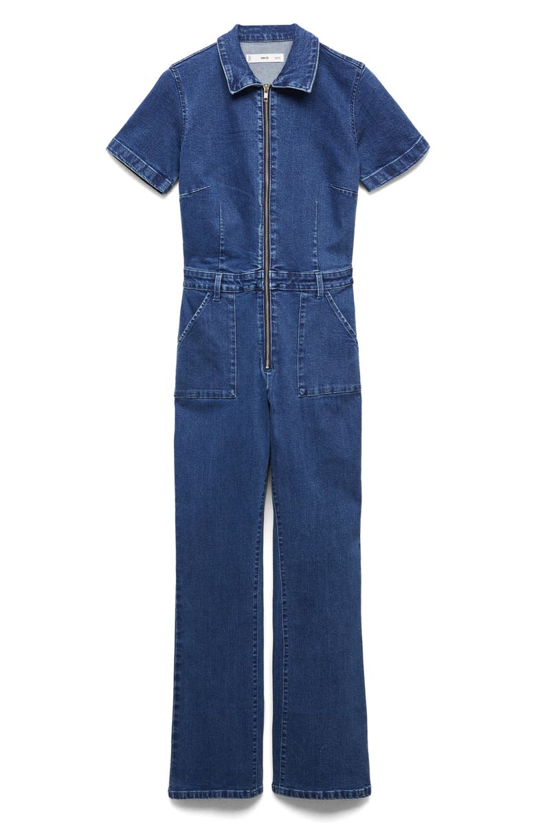 MANGO Straight Leg Zip-Up Denim Jumpsuit, Alternate, color, 