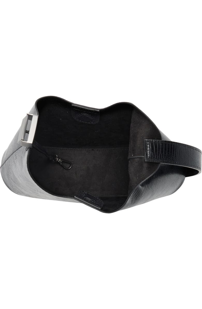 BCBG Snakeskin Embossed Curved Hobo Bag with Pouch, Alternate, color, Black