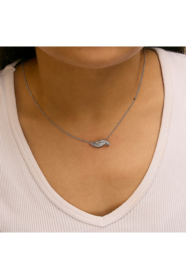 Silver Diamond Accent Bypass Curve 18" Pendant Necklace, Alternate, color, White