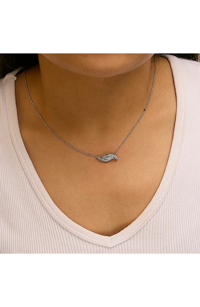 Haus of Brilliance Silver Diamond Accent Bypass Curve 18" Pendant Necklace, Alternate, color, White