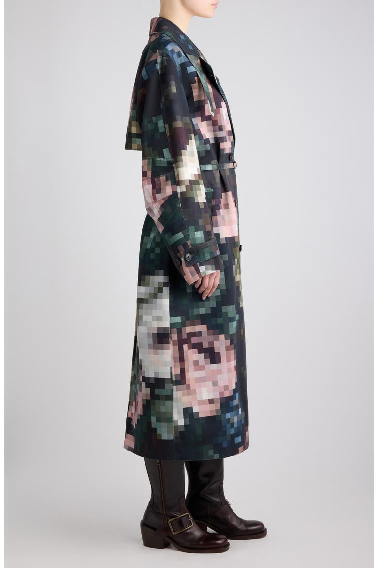 Ralphia Floral Cotton & Wool Trench Coat, Alternate, color, BOTTLE