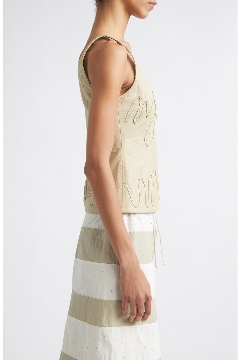 Fil Leather Top, Alternate, color, ECRU