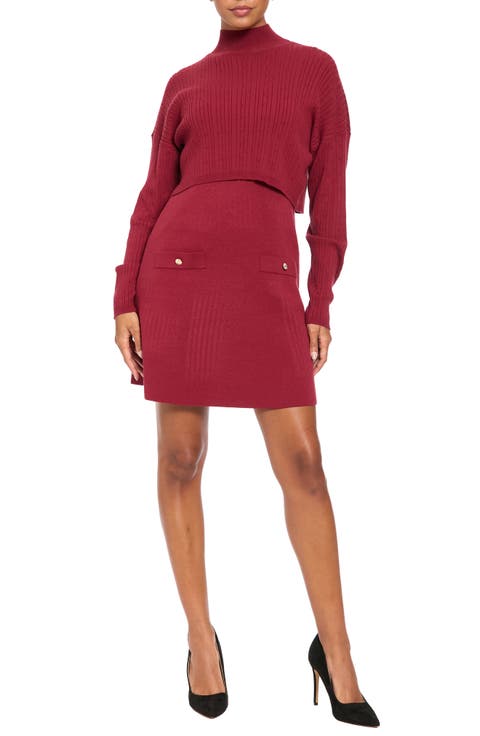 Mock Neck Long Sleeve Two-Piece Sweater Dress
