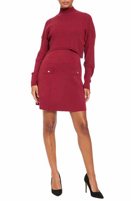 Mock Neck Long Sleeve Two-Piece Sweater Dress
