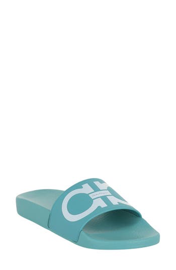 Ferragamo Groovy Gancini Slide Sandal In Blue
