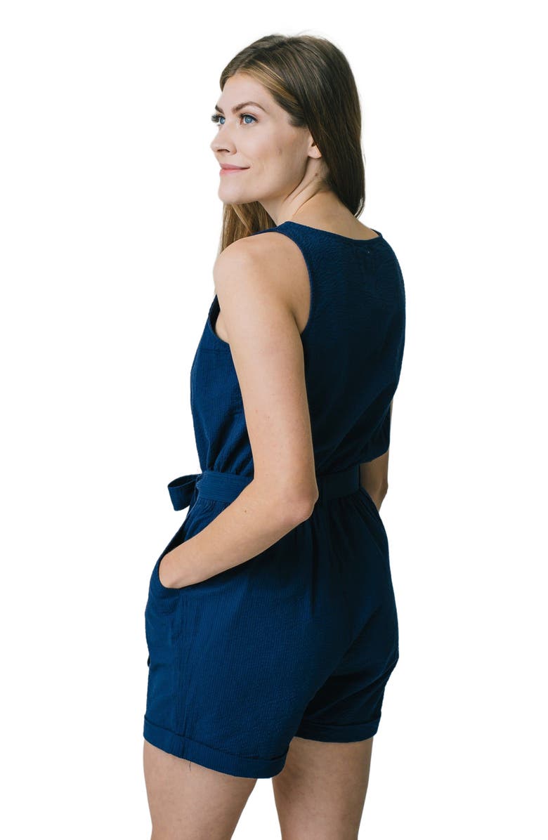 Hope
Henry Women
s Organic Seersucker Romper, Alternate, color, Navy Seersucker