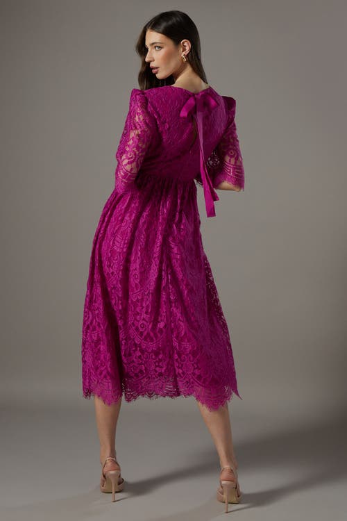 Coast Lace Short Sleeve Midi Dress In Purple