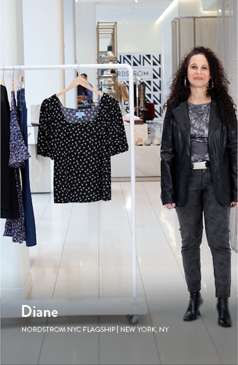 Floral Square Neck Puff Sleeve Top, sales video thumbnail