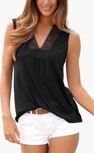 LASCANA Women's Crochet Insert Tank Top
