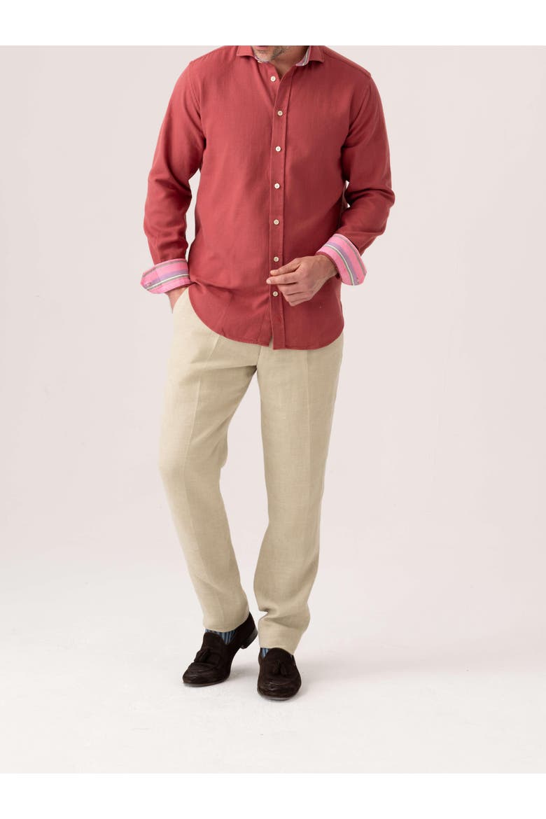 Brushed Cotton Long Sleeve Shirt, Alternate, color, Coral