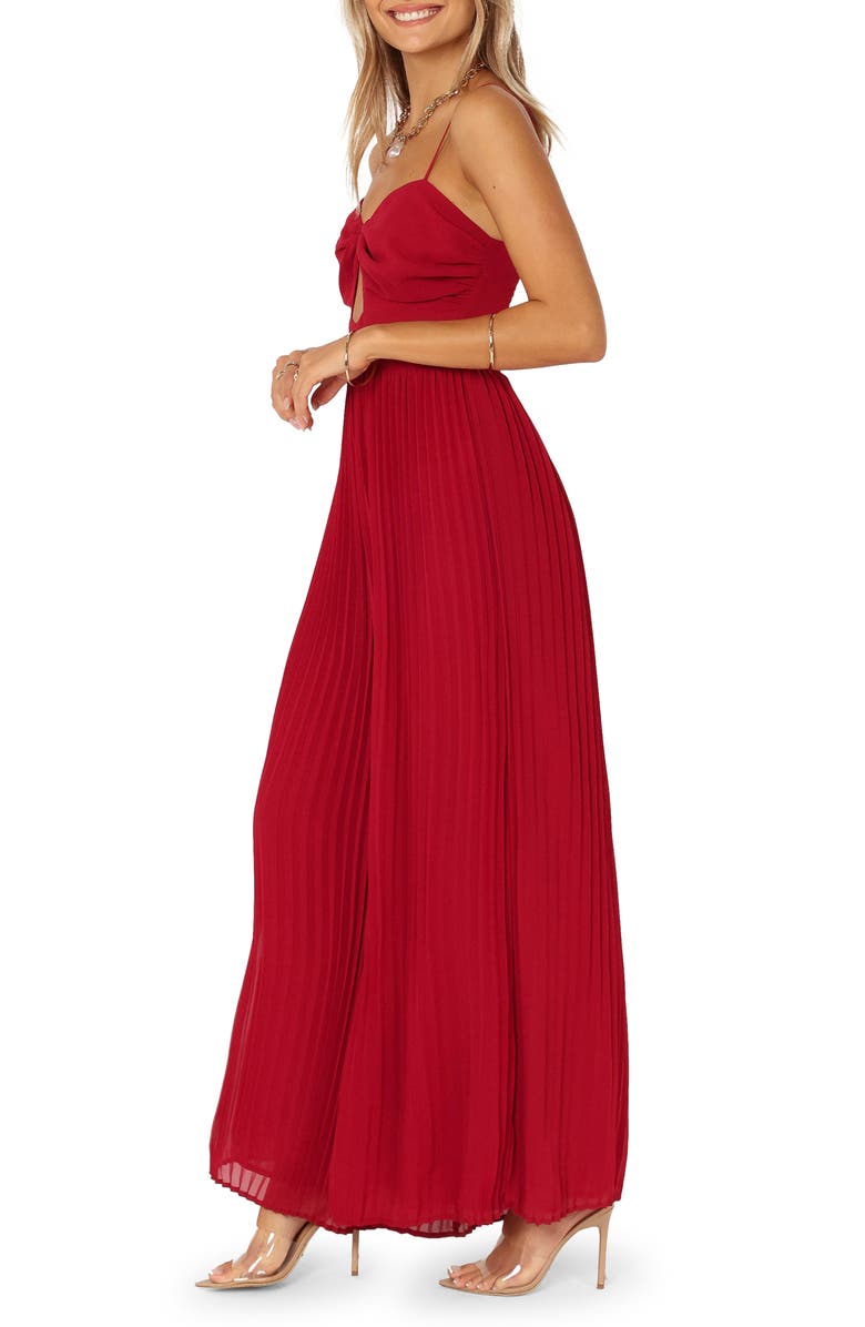 Petal & Pup Alice Pleated Wide Leg Jumpsuit, Alternate, color, Red