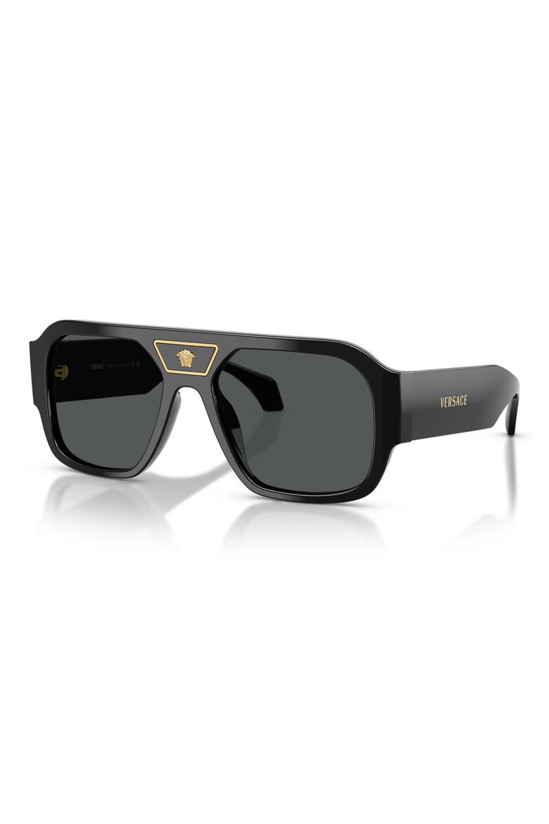 56mm Square Sunglasses, Alternate, color, BLACK / DARK GREY