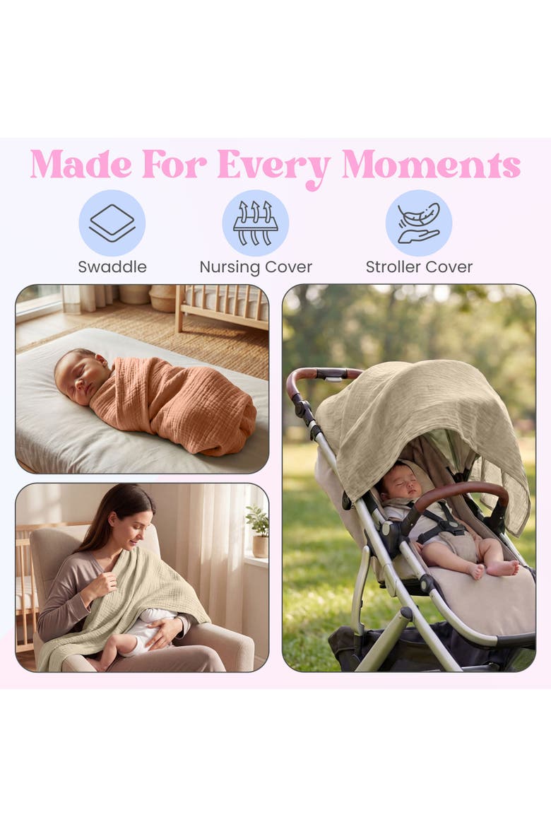 Muslin Baby Blanket, Alternate, color, Brown