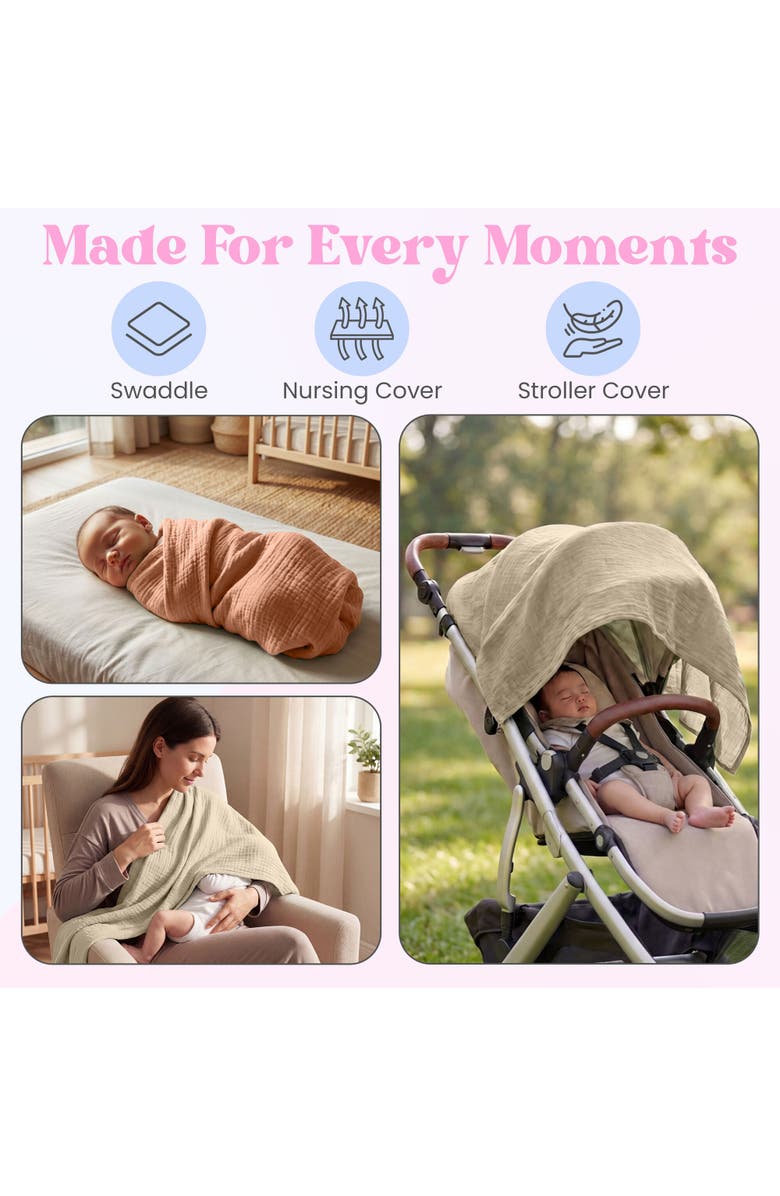 Mère & Moi Muslin Baby Blanket, Alternate, color, Brown