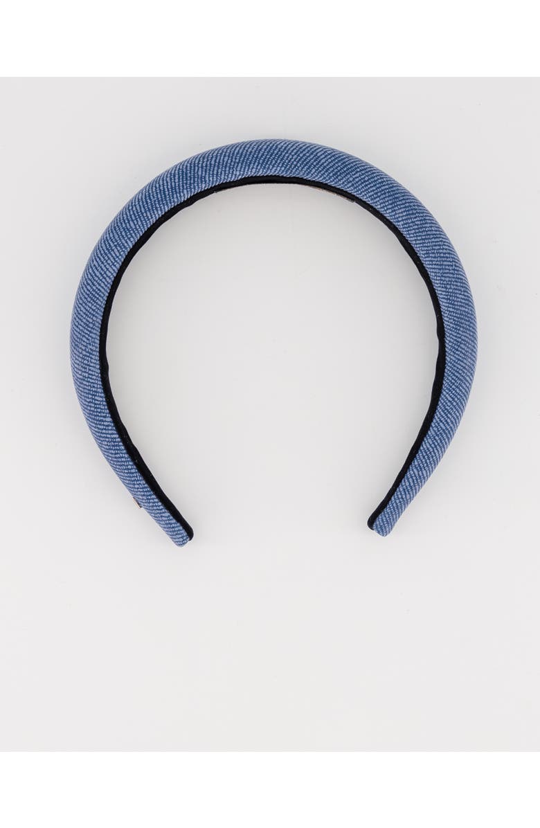 Alexandre de Paris Aurore Boreales Washed Denim Leather headband, Alternate, color, Denim Blue