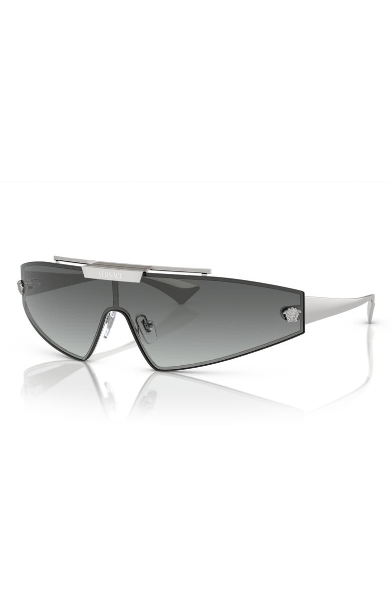 Versace Medusa Horizon 144mm Shield Sunglasses, Alternate, color, Silver