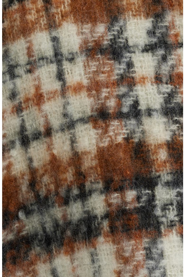 Plaid Fringed Ruana, Alternate, color, BROWN PLAID COMBO