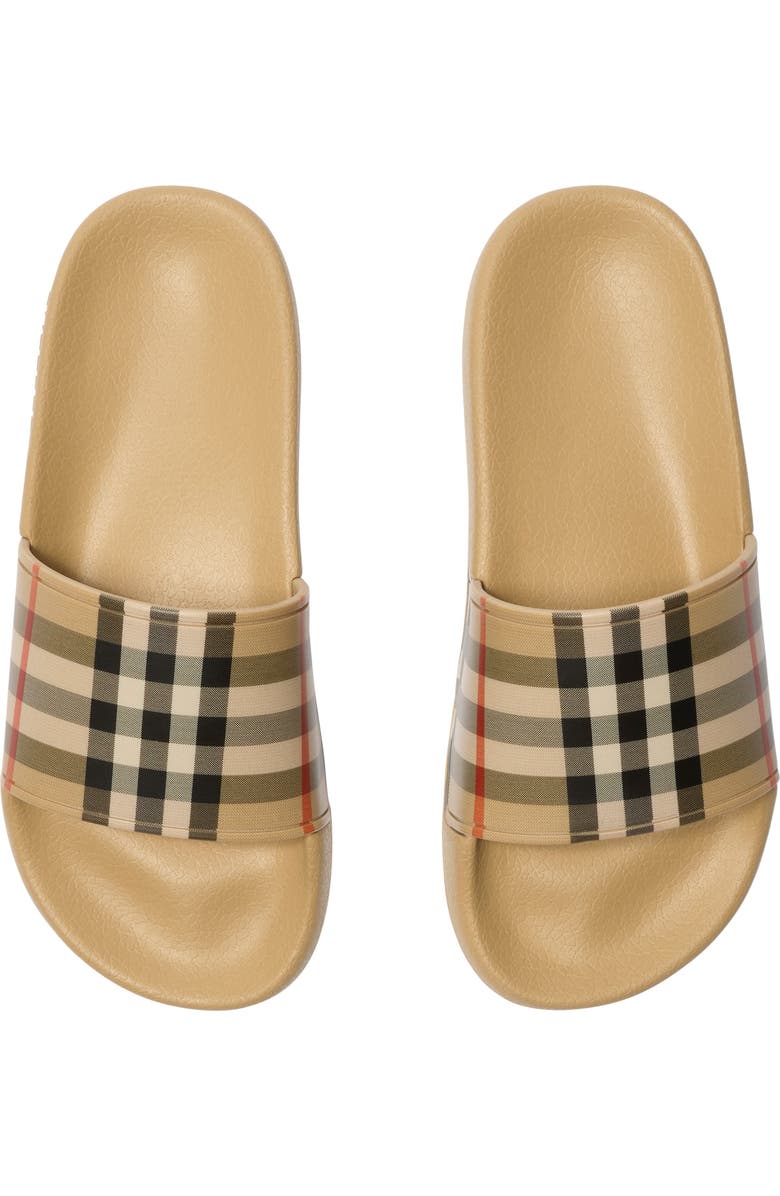 Burberry Check Slides, Alternate, color, Sand Beige