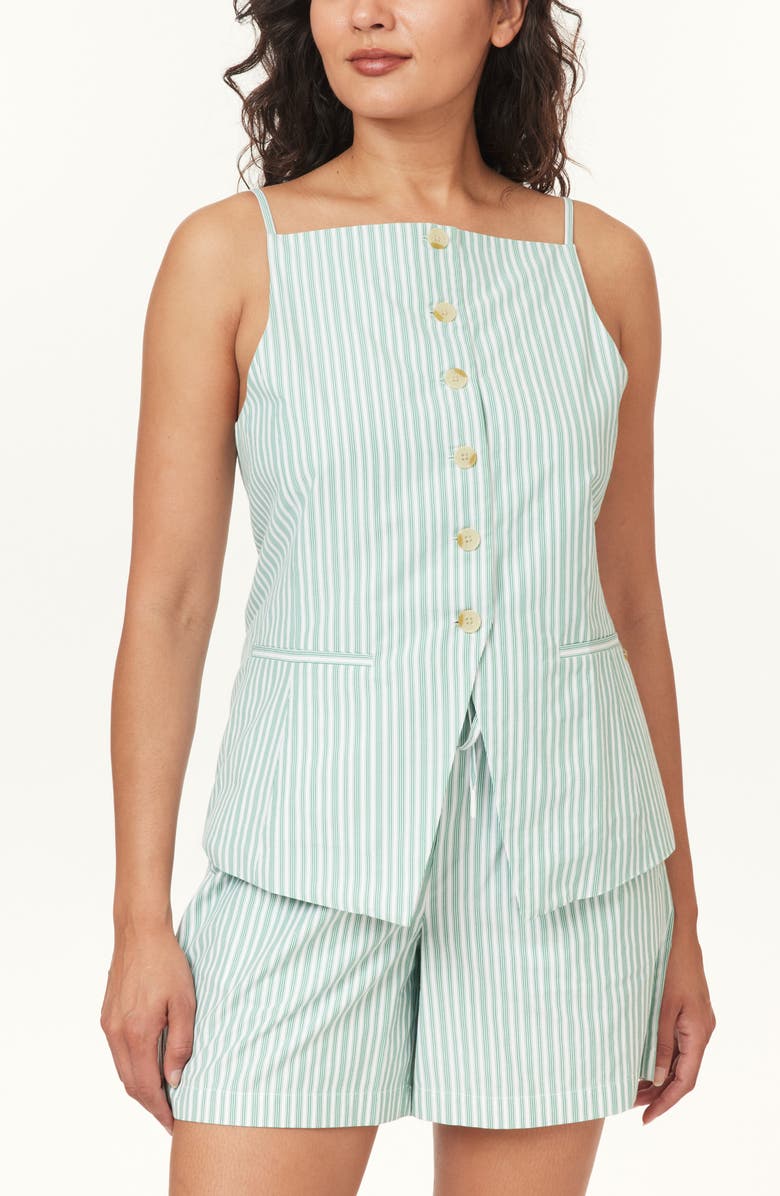 Scotch & Soda Stripe Spaghetti Strap Vest, Alternate, color, Eden White