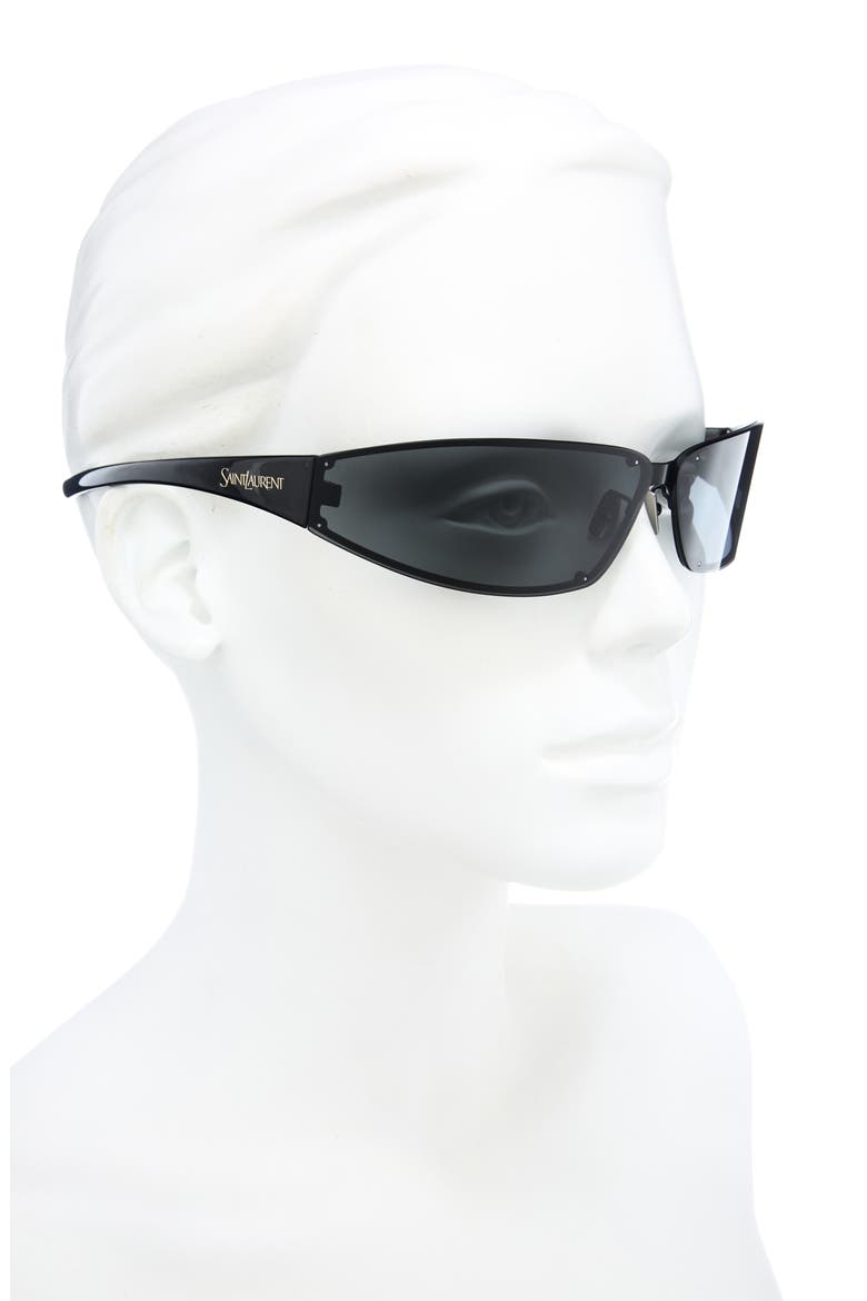 SL 963 82mm Rectangular Sunglasses, Alternate, color, BLACK