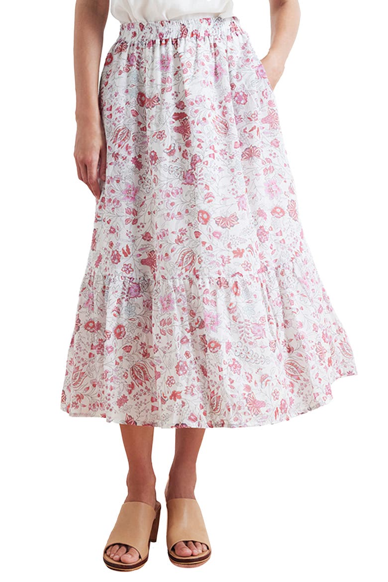 Wren Tiered Midi Skirt, Main, color, Sundrenched Garden
