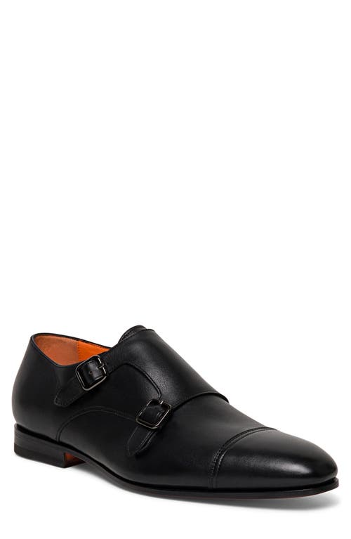 Santoni Daemons Double Monk Strap Shoe in Black  product