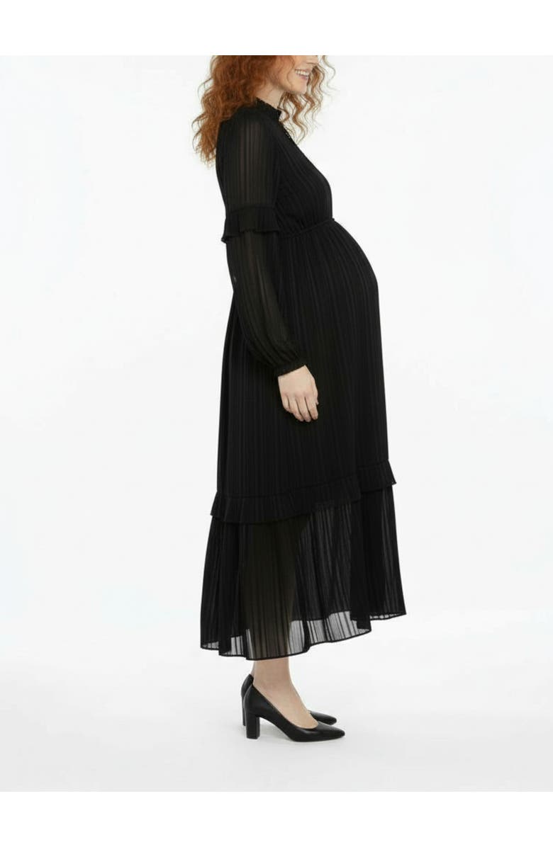 MOTHERHOOD MATERNITY V-Neck Long Sleeve Tiered Maxi Dress, Alternate, color, Black