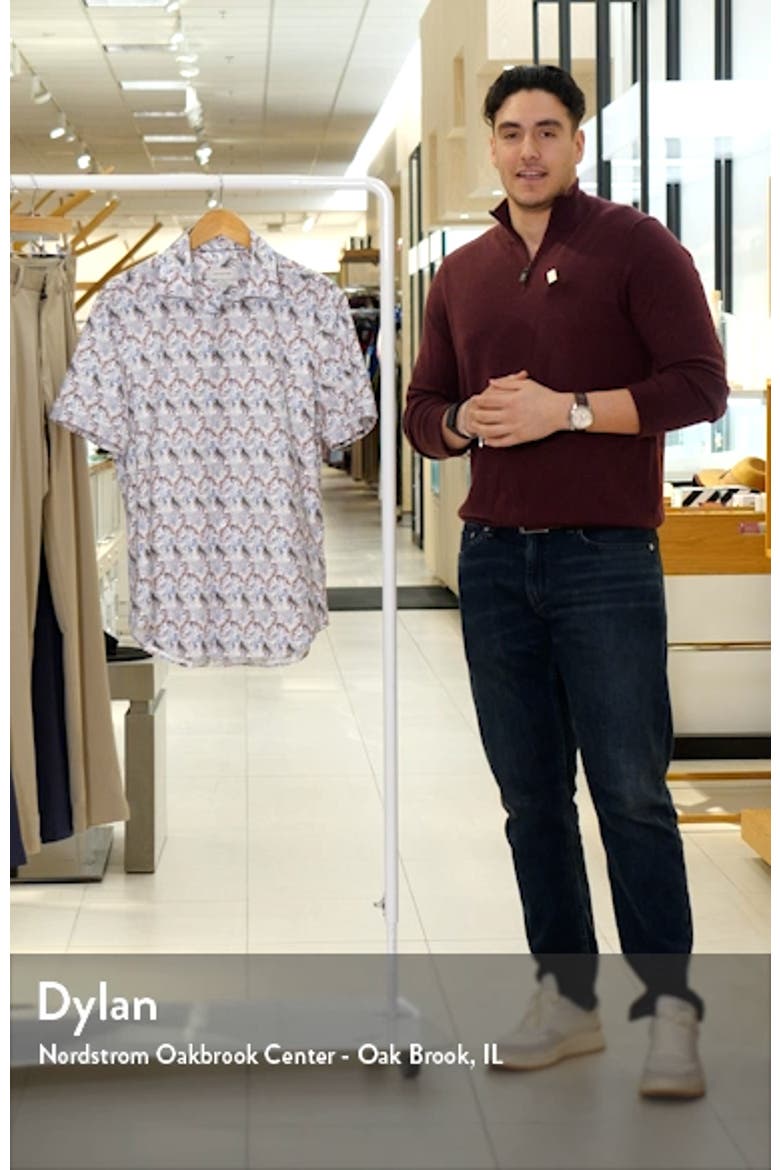 Miles OoohCotton® Leaf Print Short Sleeve Button-Up Shirt video