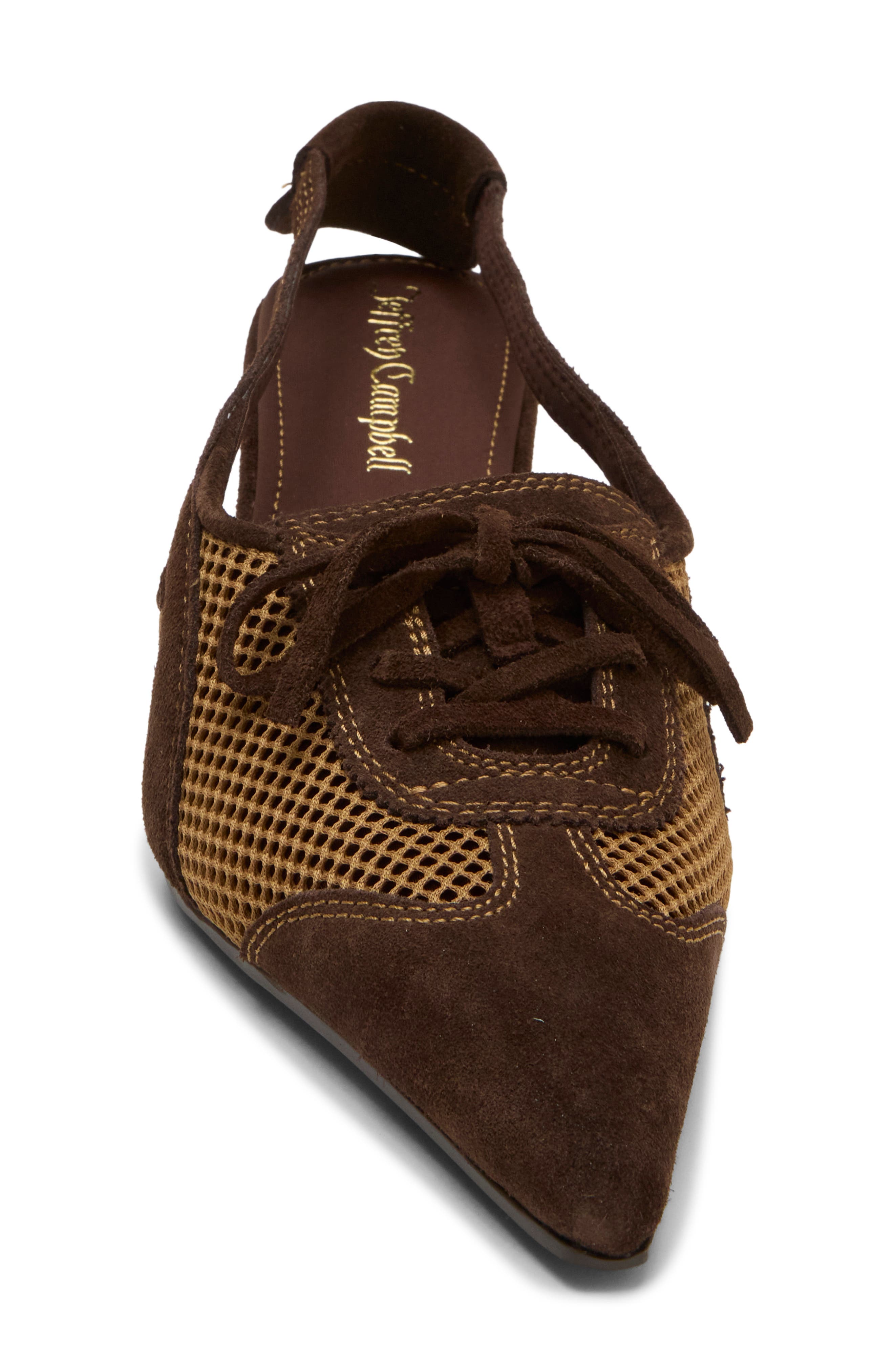 Laces Leather Slingback Pump, Alternate, color, NATURAL BROWN COMBO