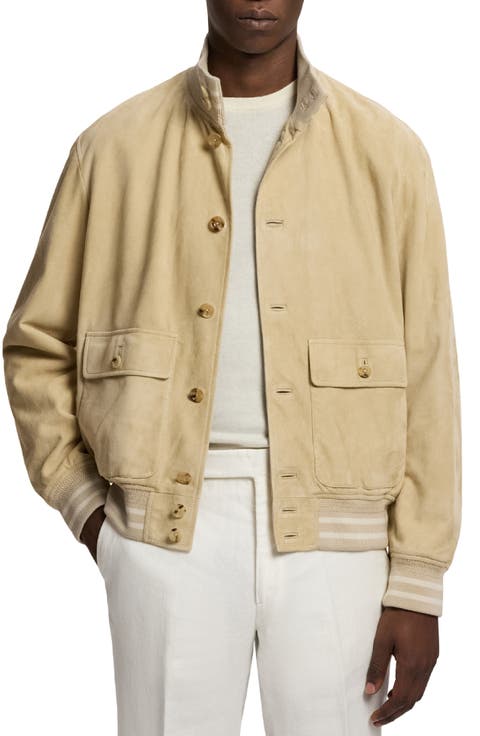Insulated Lambskin Suede Bomber Jacket