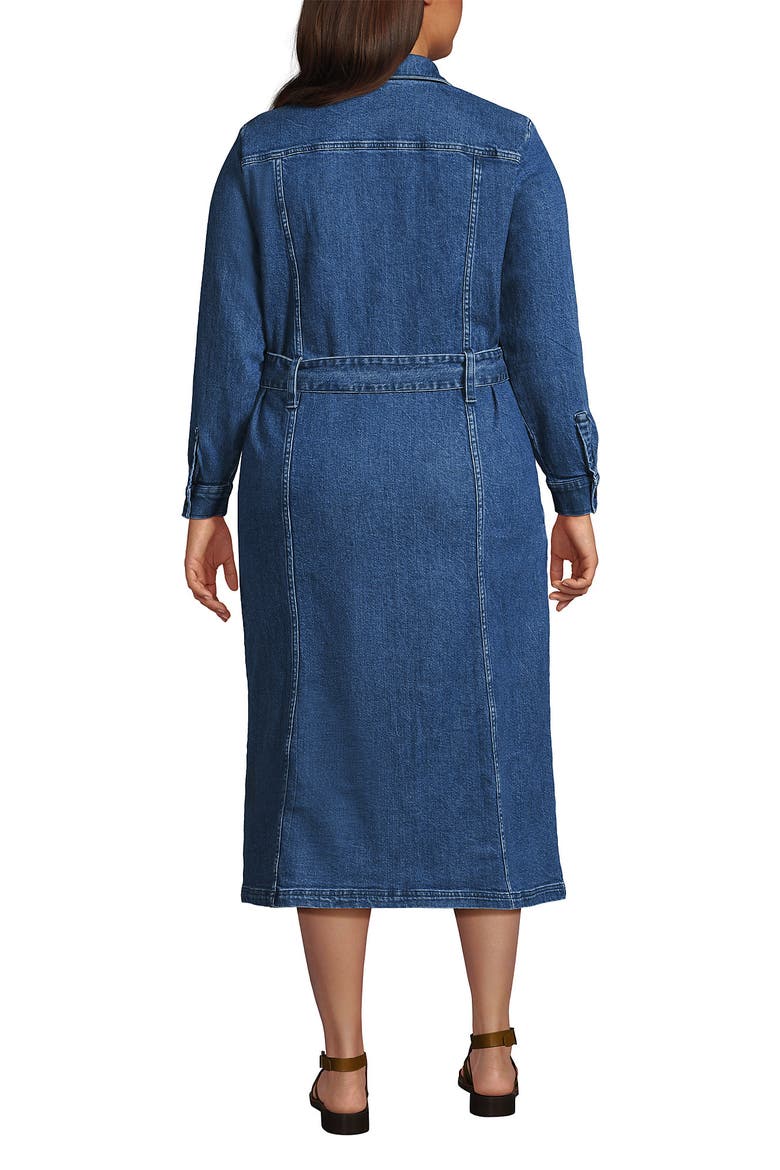 Plus Size Soft Denim Midi Shirt Dress, Alternate, color, Indigo Tide Blue