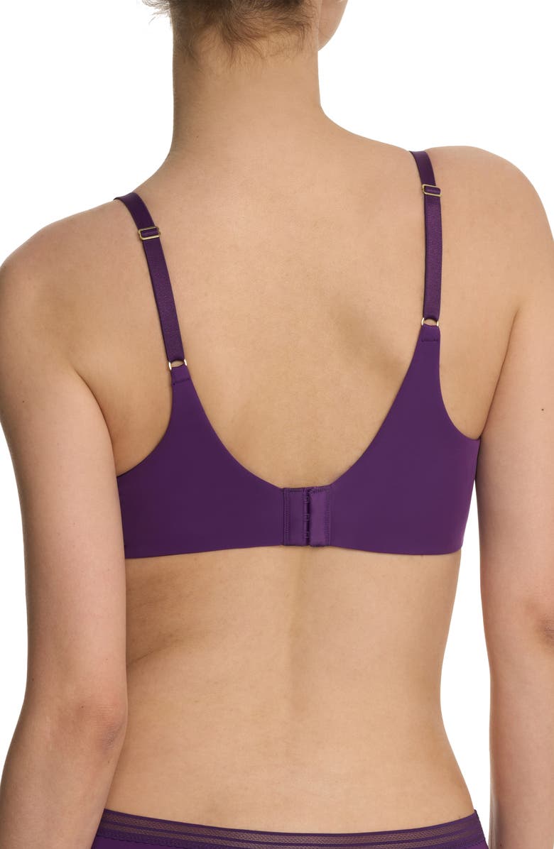 Natori Love Lace Back Smoothing Plunge T-Shirt Bra, Alternate, color, Vivid Grape/ Sakura