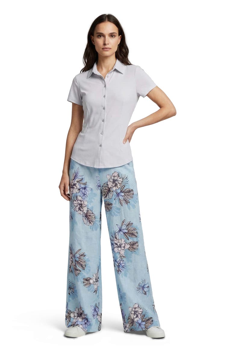 Womens Lillian Wide Leg Linen Pant, Main, color, EXOTIC FLORAL TEAL