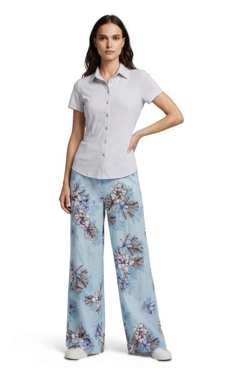 Womens Lillian Wide Leg Linen Pant