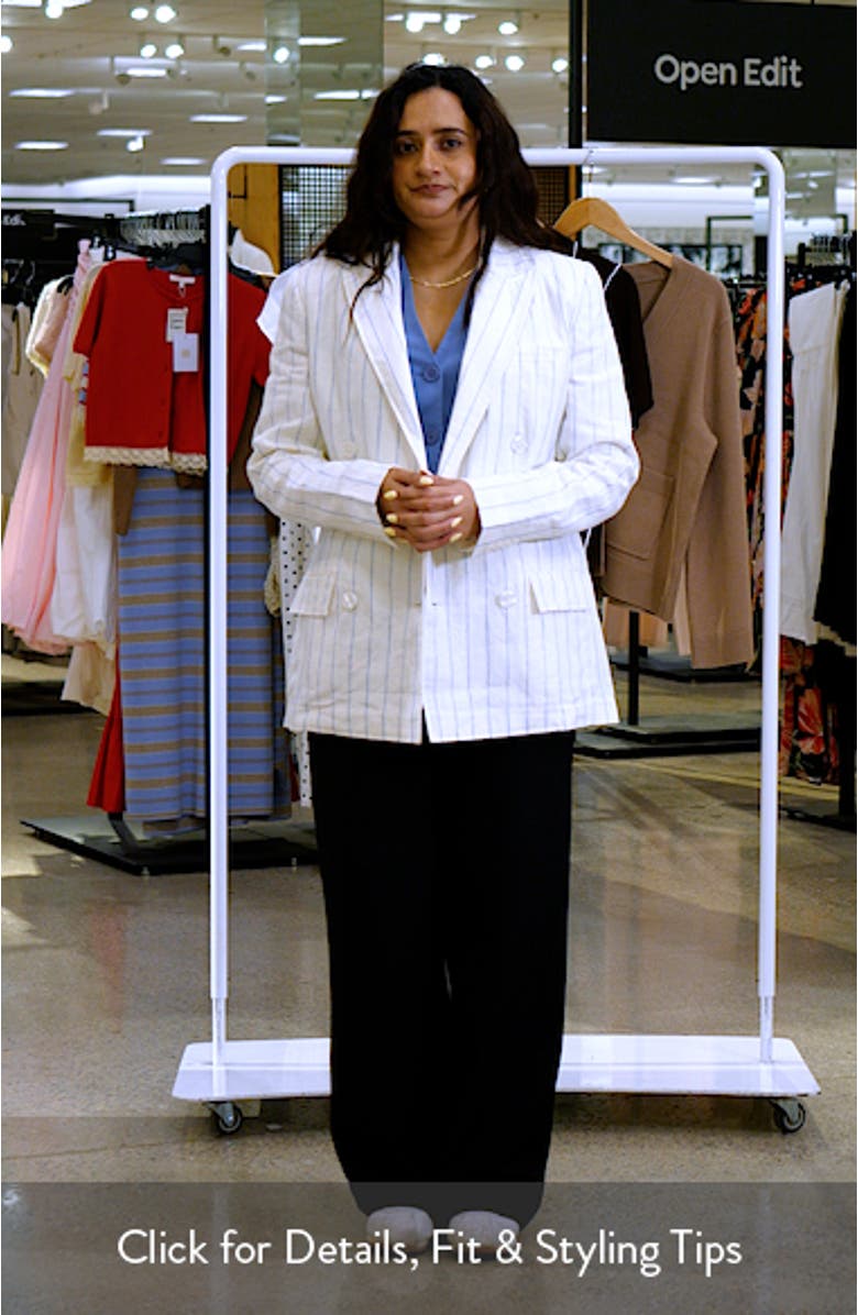 Stripe Double Breasted Linen Blazer, sales video thumbnail