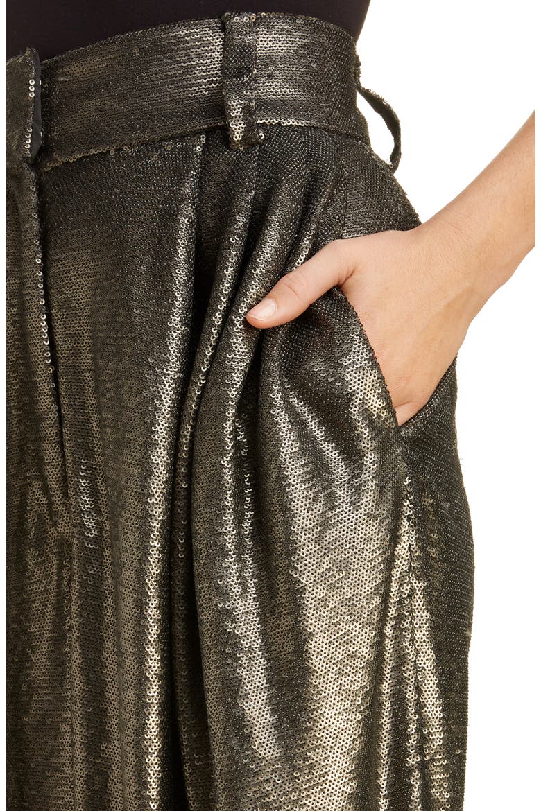 High Waist Wide Leg Sequin Pants, Alternate, color, GREY