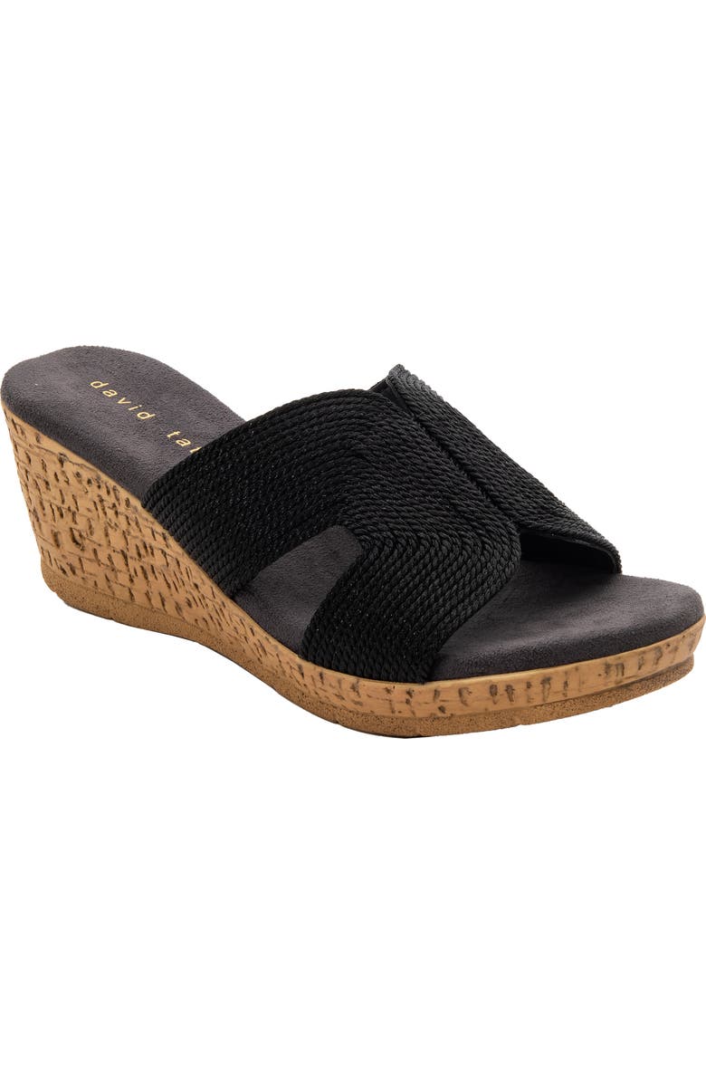 David Tate Vibe Wedge Slide Sandal, Main, color, Black