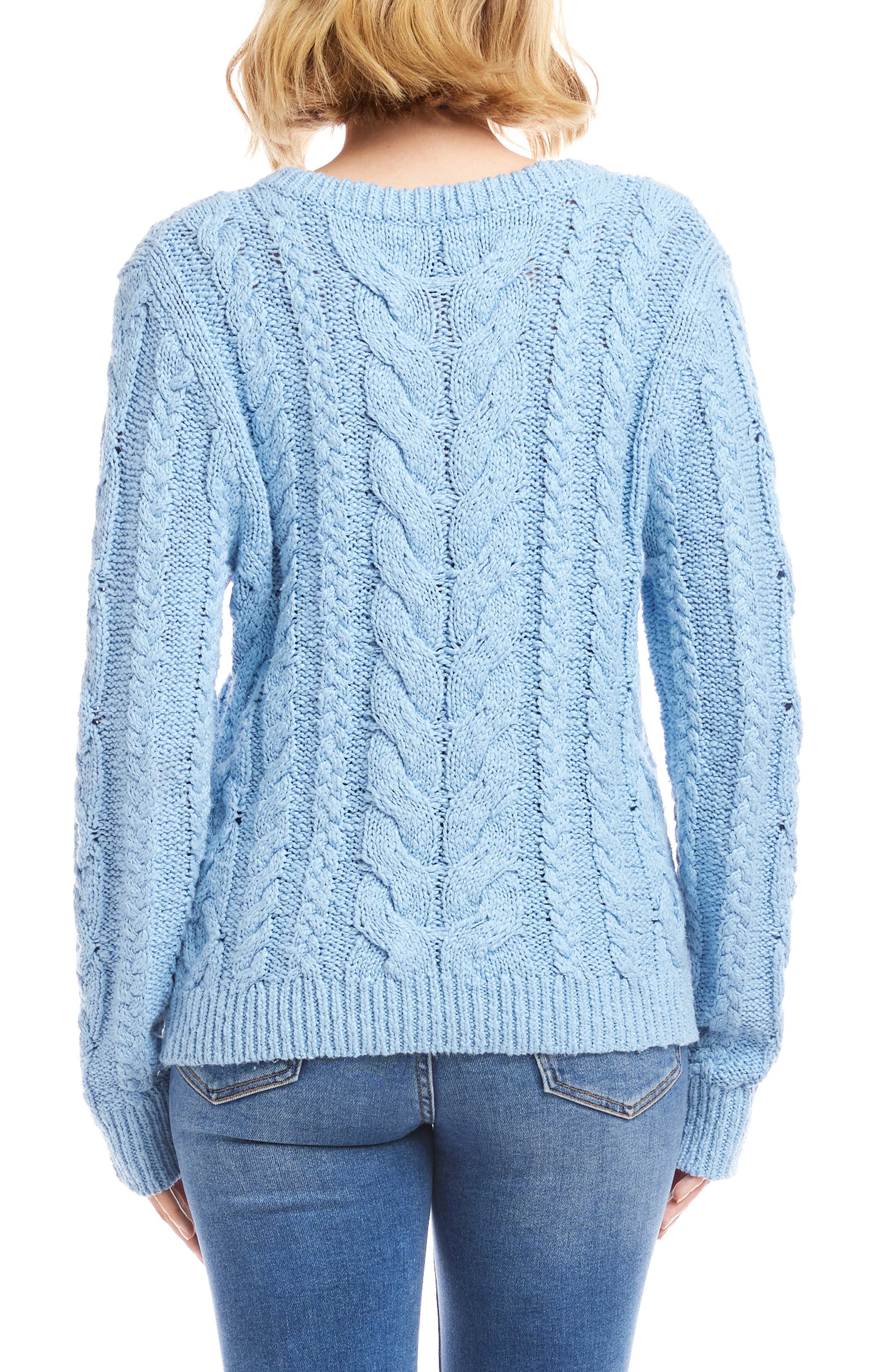 Cable Stitch V-Neck Cotton Sweater - image 4