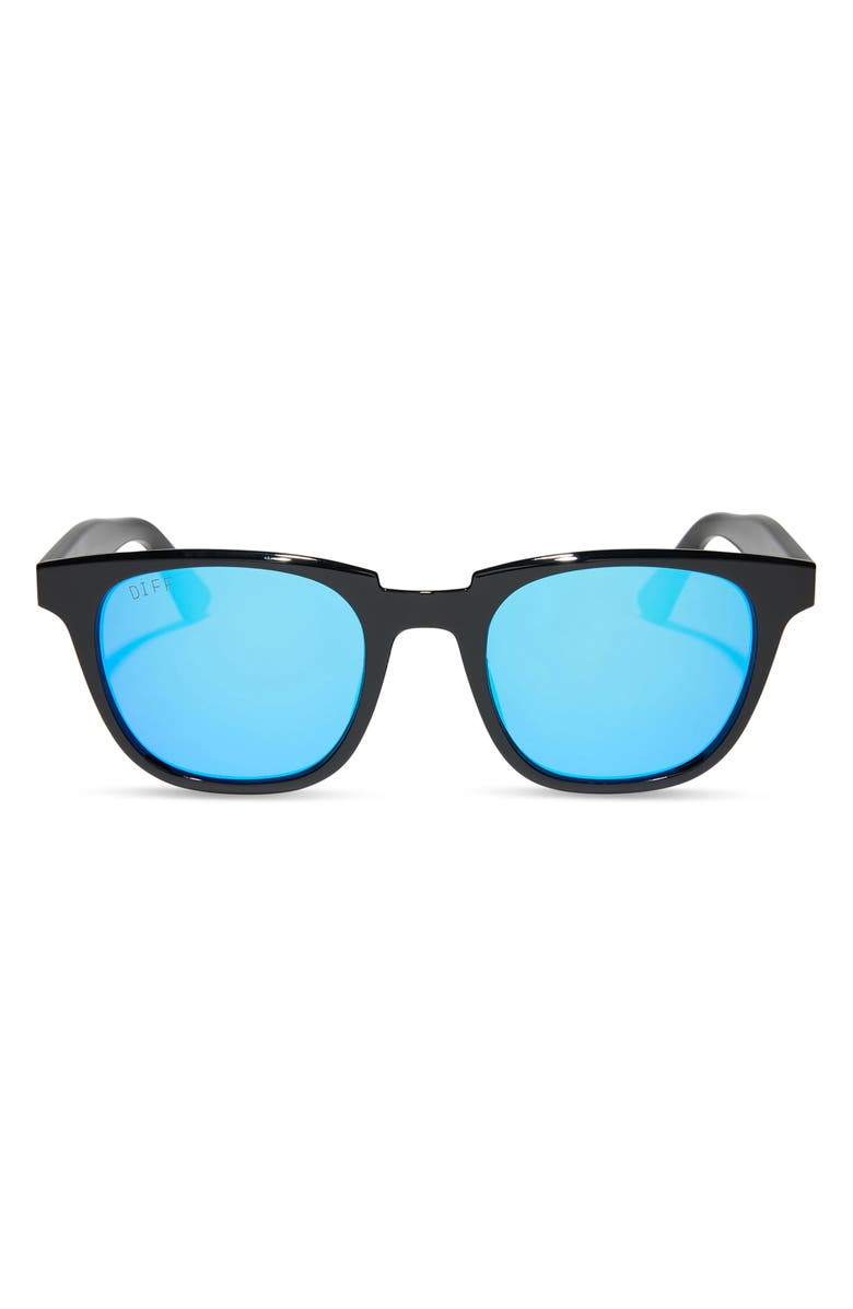 DIFF Grayson 51mm Square Sunglasses, Main, color, Black Blue Mirror