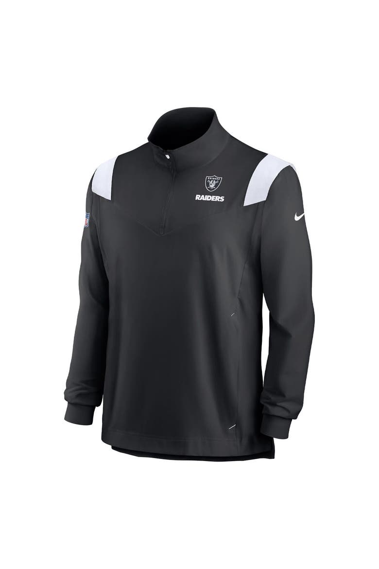 Men's Nike Black Las Vegas Raiders Sideline Coach Chevron Lockup Quarter-Zip Long Sleeve Top, Alternate, color, Black