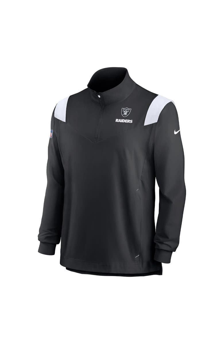 Nike Men's Nike Black Las Vegas Raiders Sideline Coach Chevron Lockup Quarter-Zip Long Sleeve Top, Alternate, color, Black