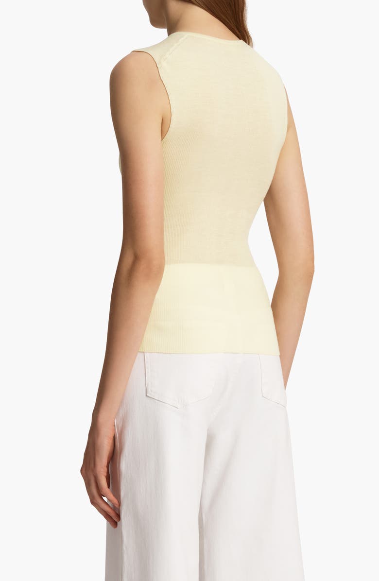 Khaite Renato Rib Merino Wool Blend Sleeveless Sweater, Alternate, color, Pollen