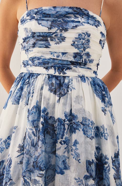 REBECCA TAYLOR REBECCA TAYLOR ROSARIUM FLEUR SILK LINEN MAXI DRESS