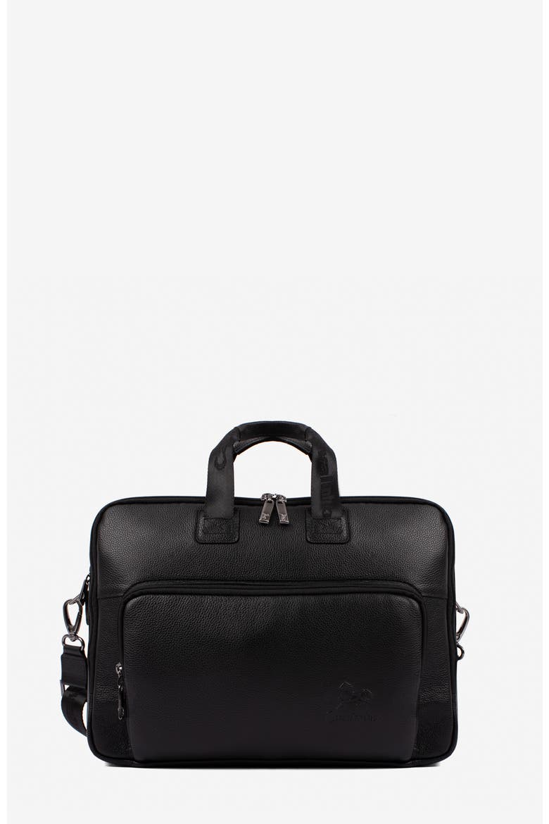 El Cavaleiro 608 Leather Laptop Bag 16", Main, color, Black